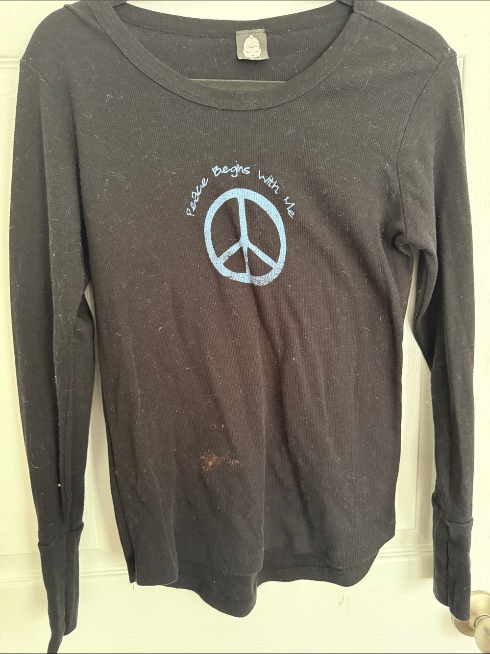 Black 'Peace Begins With Me' Graphic Long-Sleeve Sweatshirt